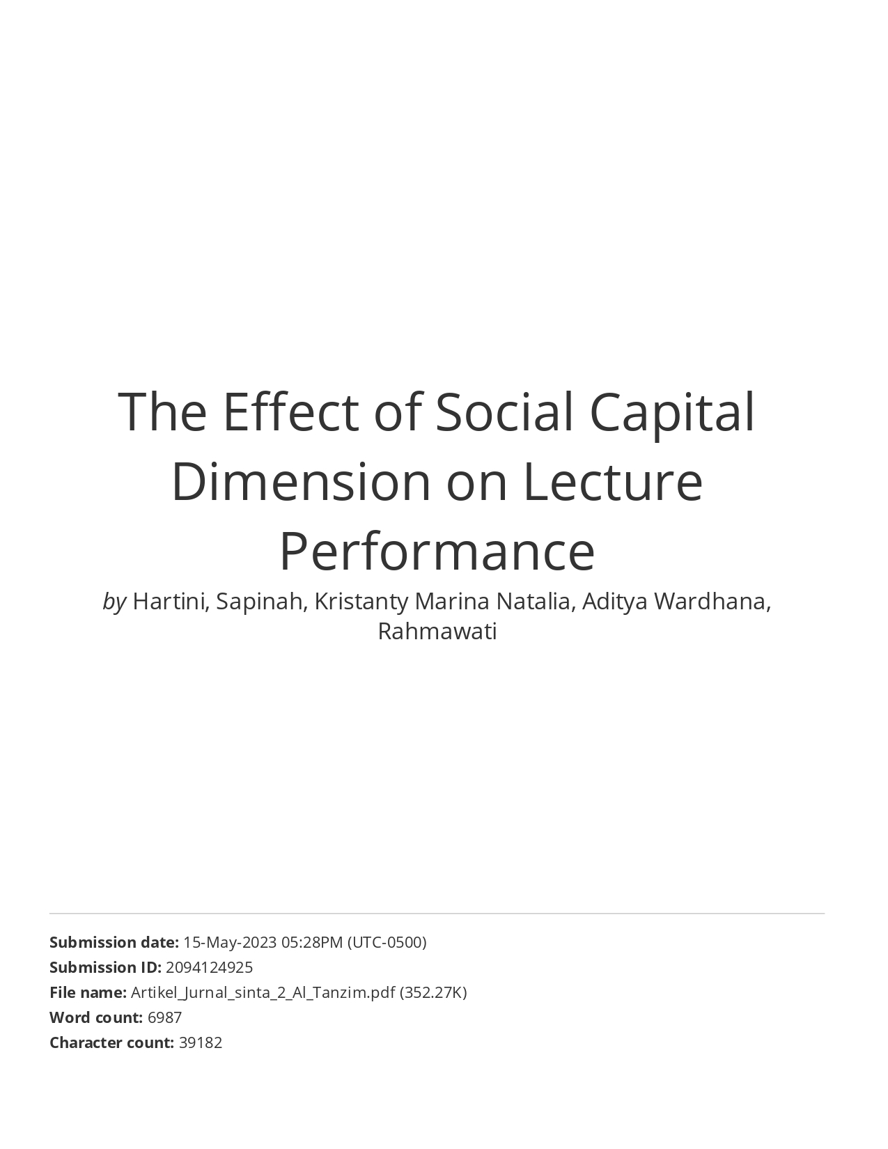 The Effect of Social Capital Dimension on Lecture Performance