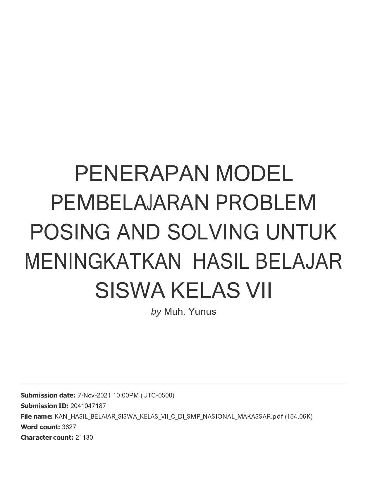 PENERAPAN MODEL PEMBELAJARAN PROBLEM POSING AND SOLVING UNTUK MENINGKATKAN HASIL BELAJAR SISWA KELAS VII-1 (2)