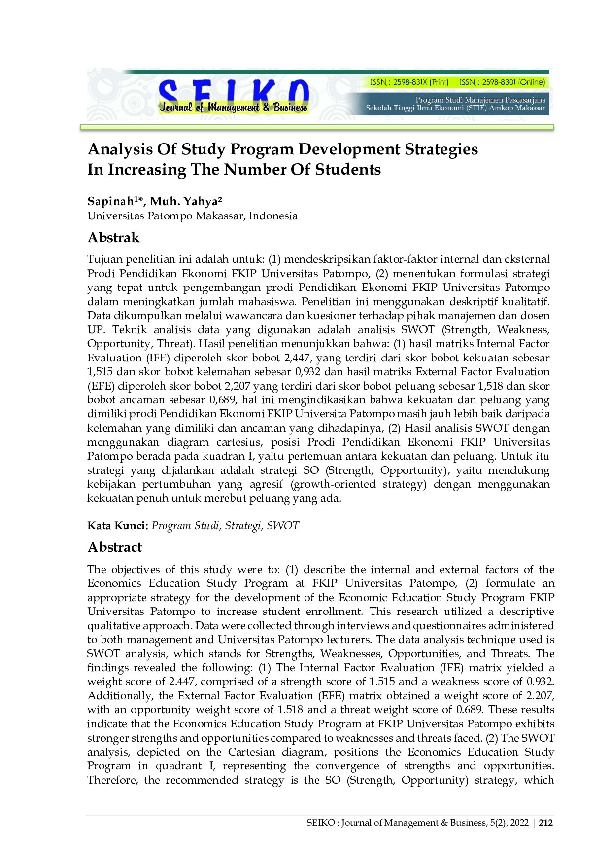 Analysis Of Study Program Development Strategies In Increasing The Number Of Students