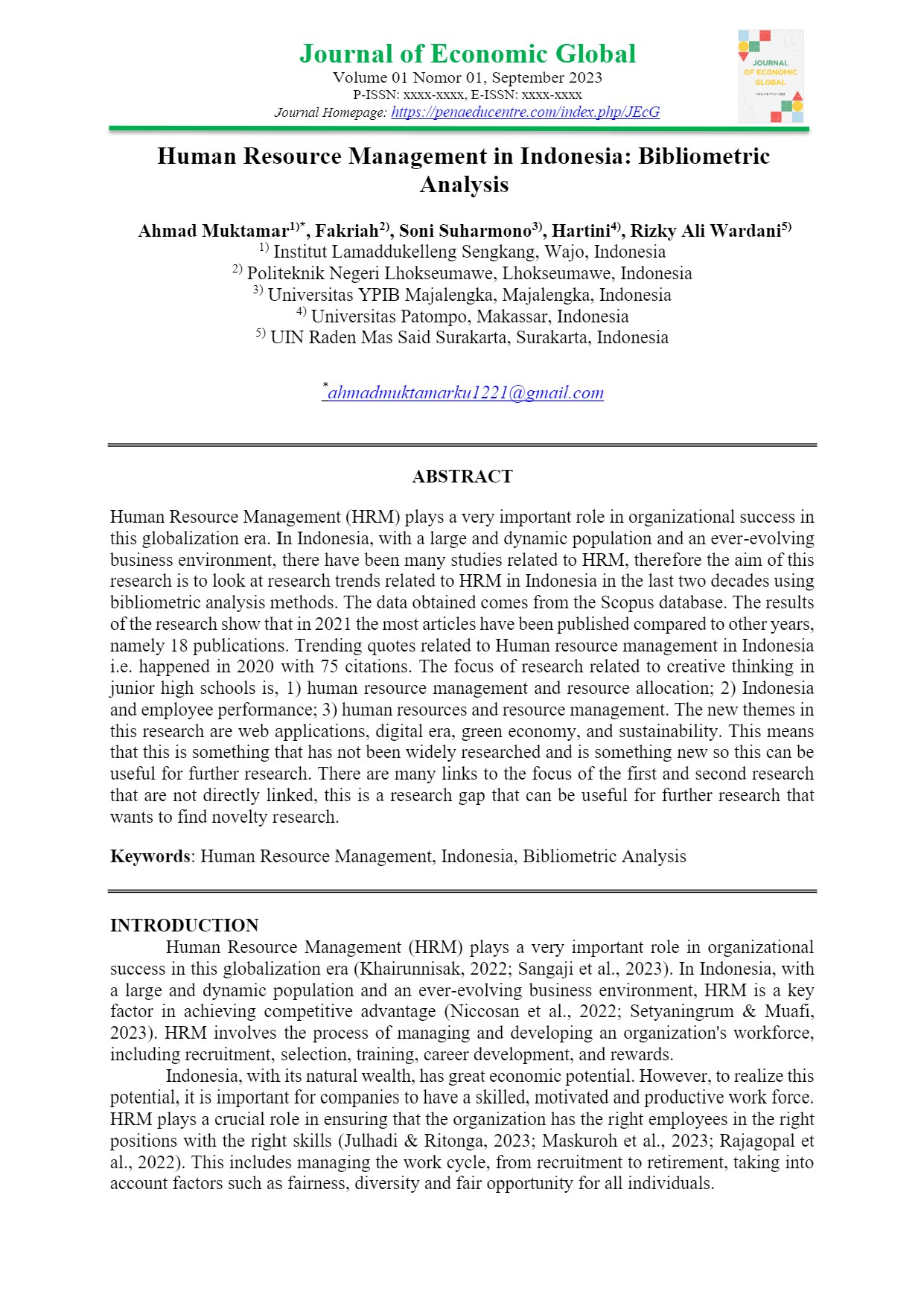 Human Resource Management in Indonesia: Bibliometric Analysis