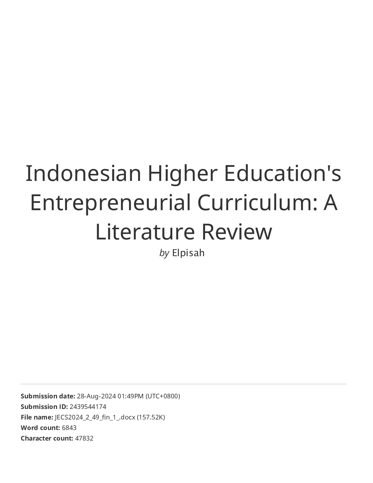 Elpisah-Indonesian Higher Education's Entrepreneurial Curriculum_ A Literature Review