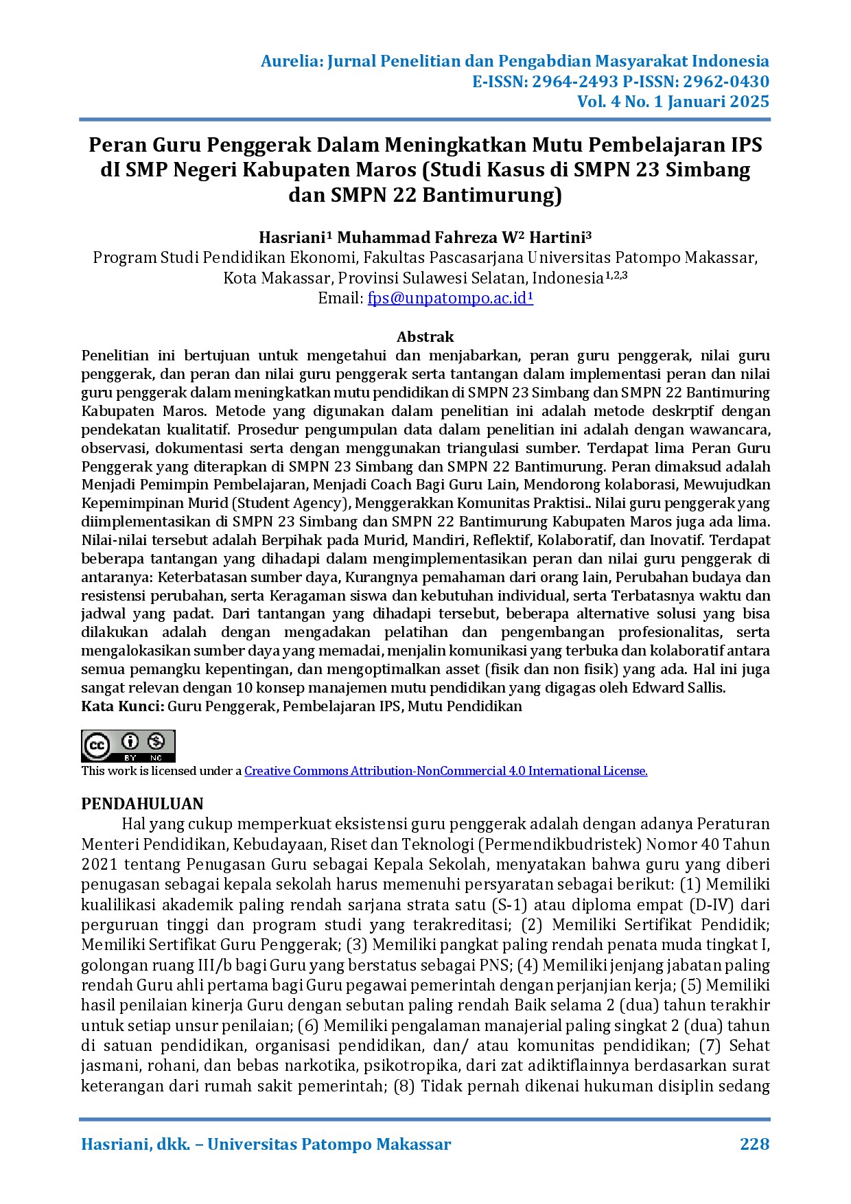 The Role of Motivating Teachers in Improving the Quality of Social Studies Learning in State Middle Schools in Maros Regency (Case Study at SMPN 23 Simbang and SMPN 22 Bantimurung)