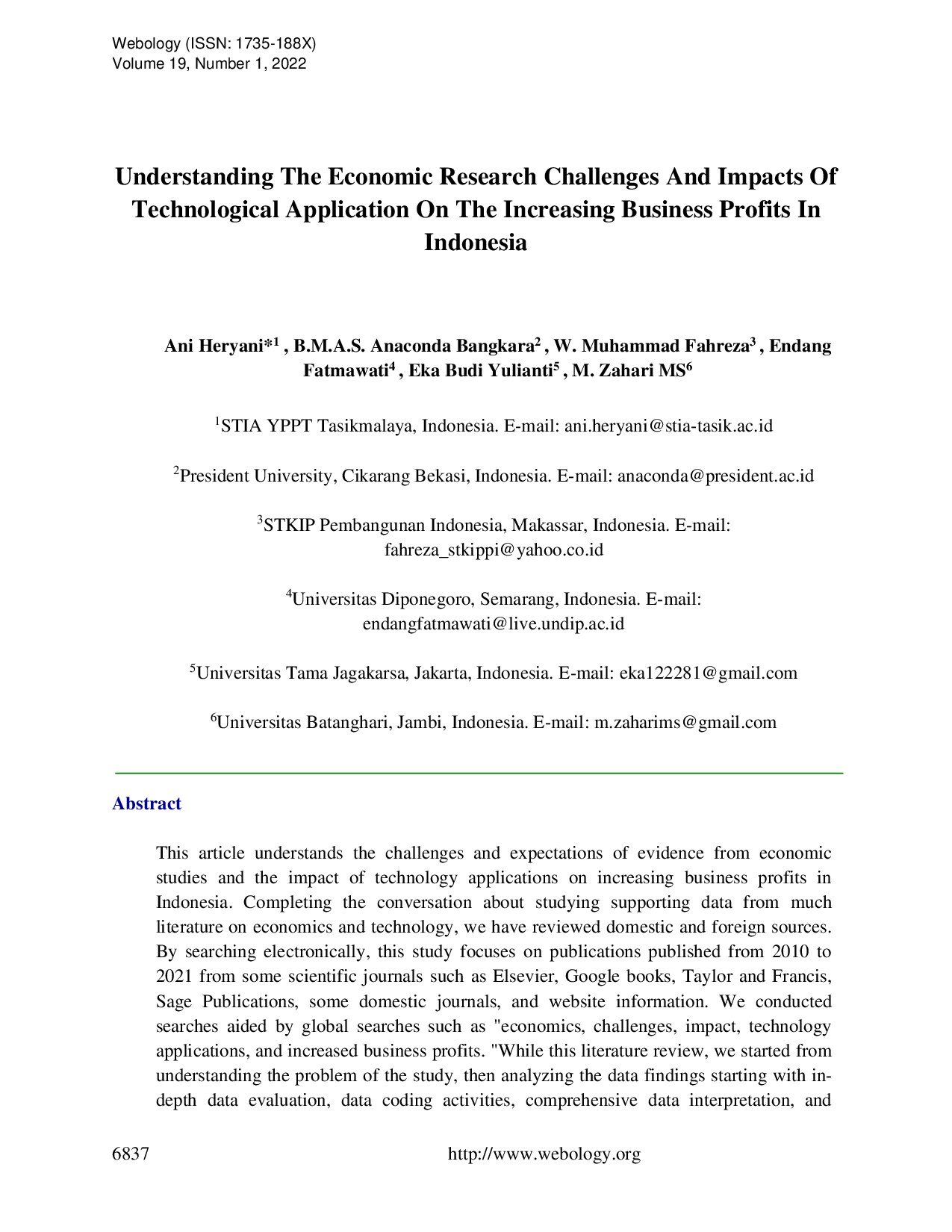 Understanding The Economic Research Challenges And Impacts Of Technological Application On The Increasing Business Profits In Indonesia