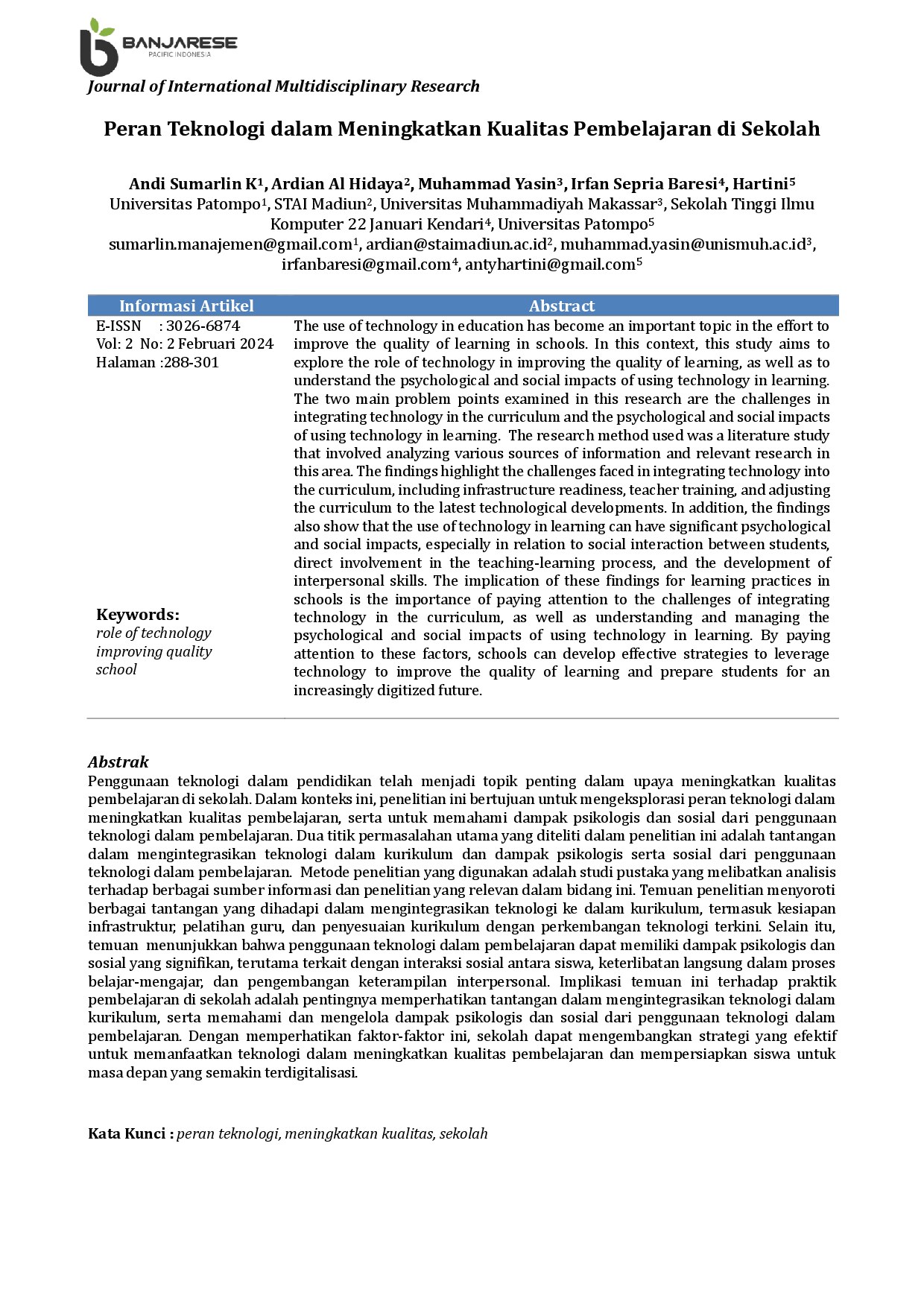 Peran Teknologi dalam Meningkatkan Kualitas Pembelajaran di Sekolah