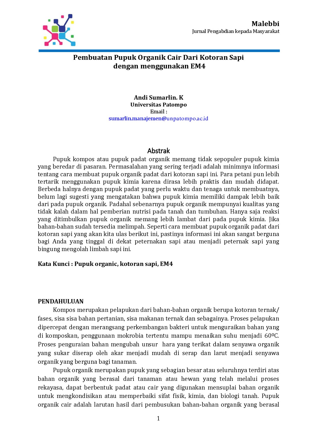Pembuatan Pupuk Organik Cair Dari Kotoran Sapi  dengan menggunakan EM4