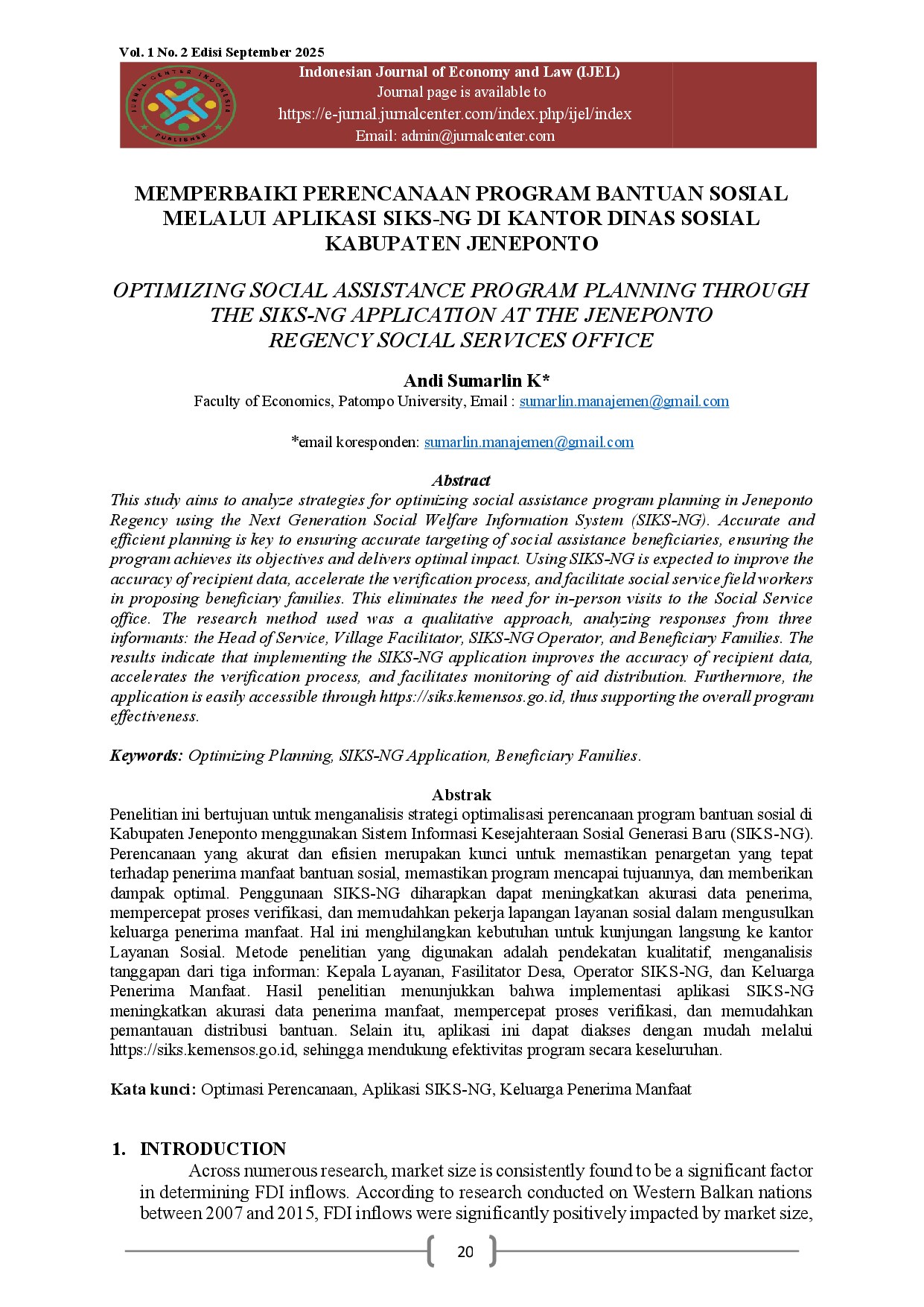 Optimizing Social Assistance Program Planning Through The siks-ng Application at the Jeneponto  Regency social services office