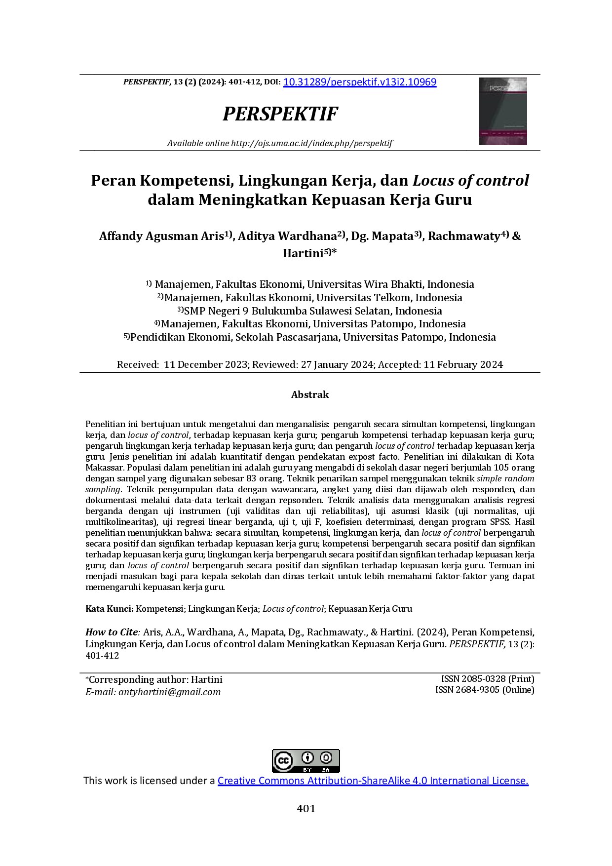 Peran Kompetensi, Lingkungan Kerja, dan Locus of control dalam Meningkatkan Kepuasan Kerja Guru