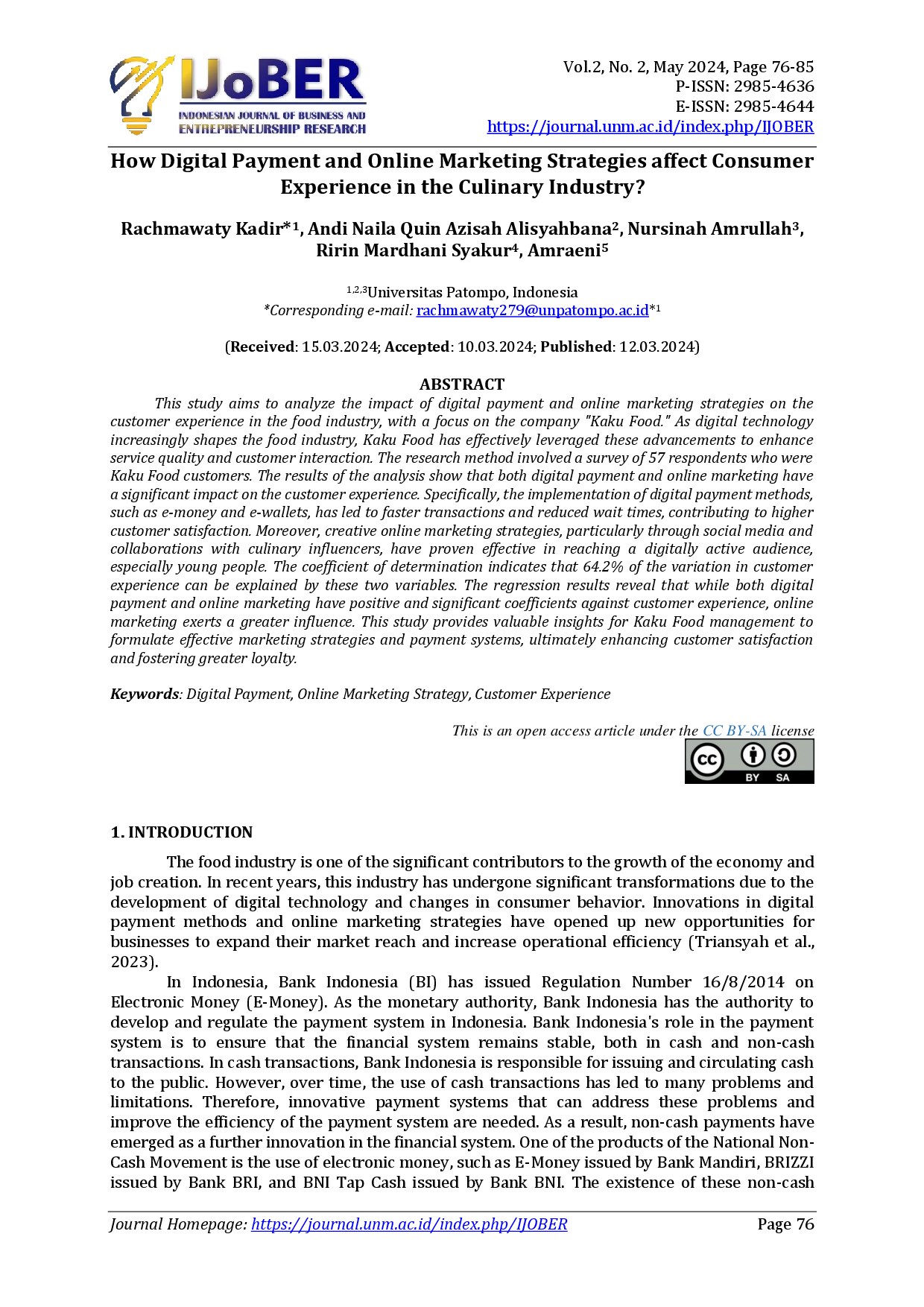 How Digital Payment and Online Marketing Strategies affect Consumer Experience in the Culinary Industry?